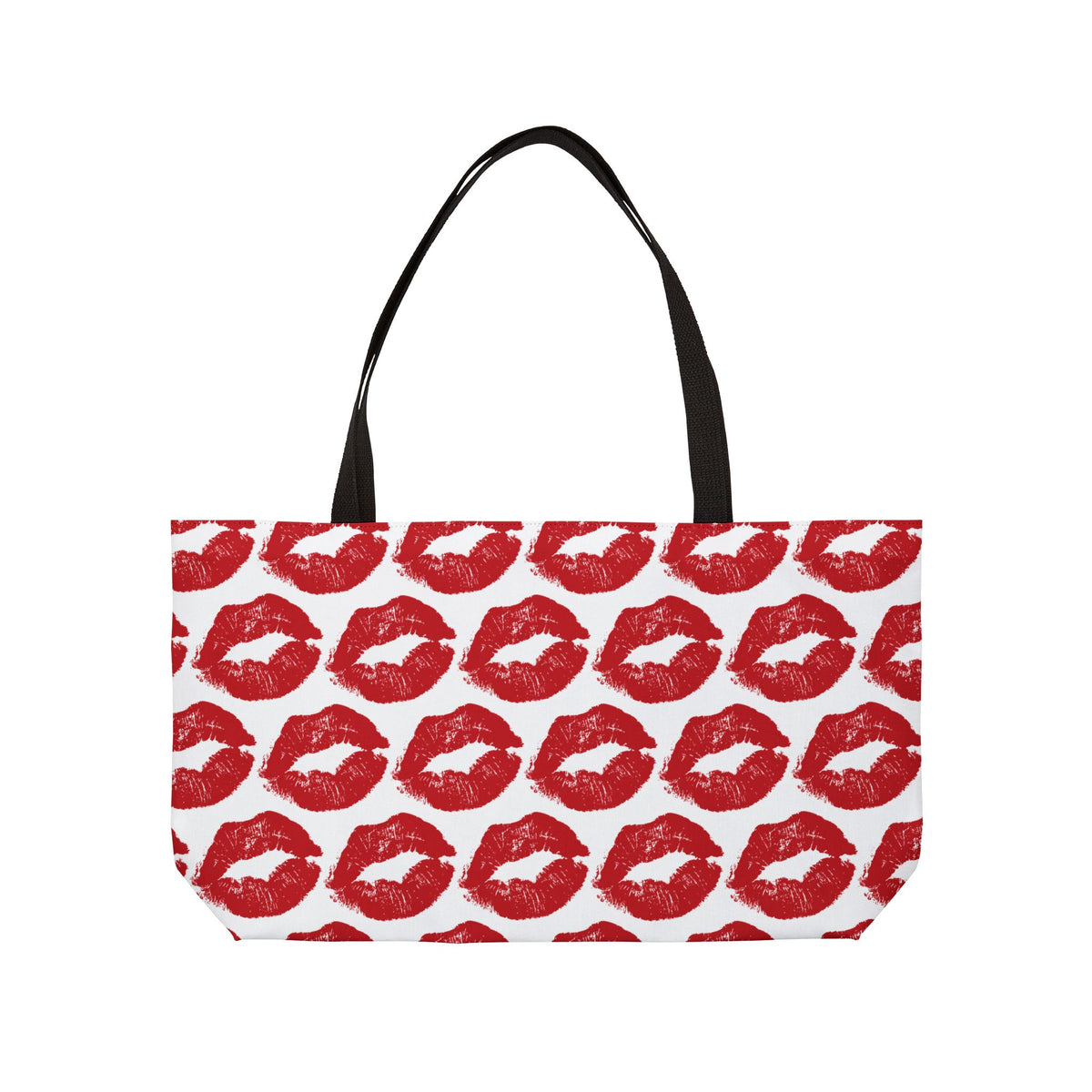 Smooch red lips 24 x 13 weekender bag with black handles