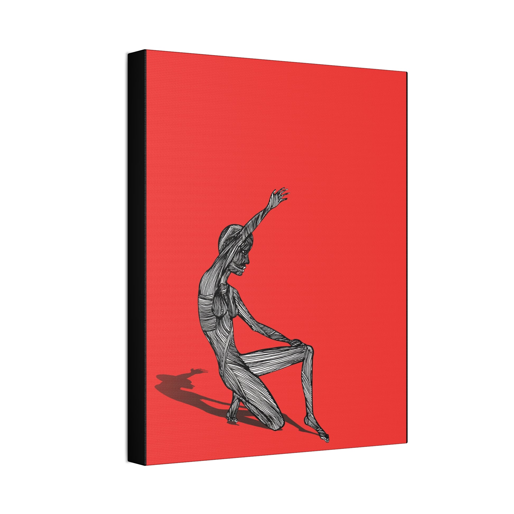 Side view of “Stripped” canvas wall art showing its 1.5-inch gallery-style depth