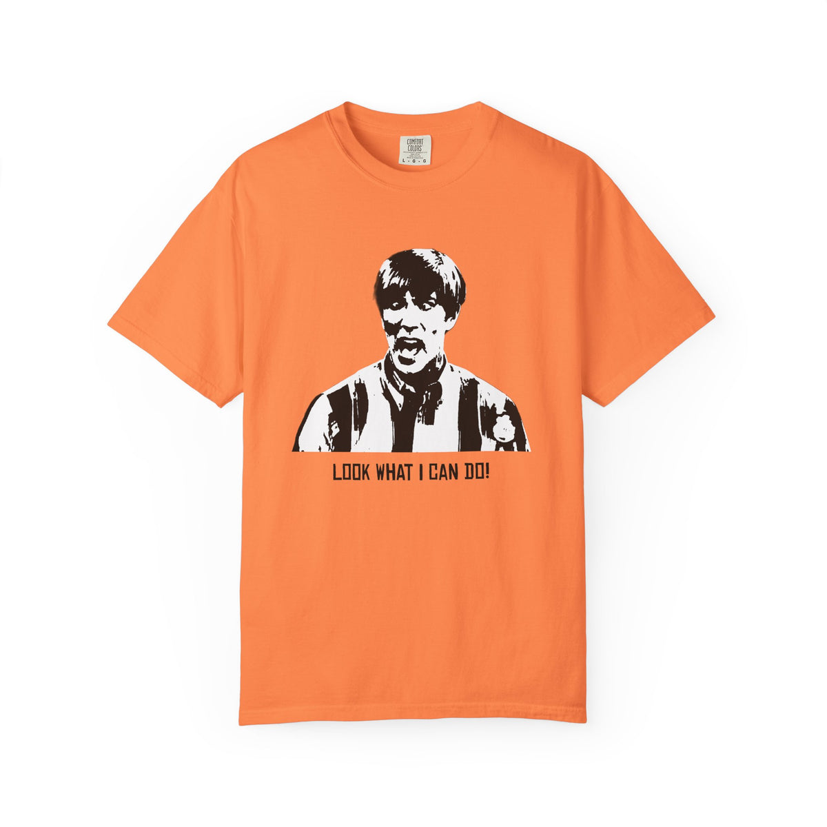 Stuart MadTV Unisex T-Shirt in orange with black and white Stuart graphic