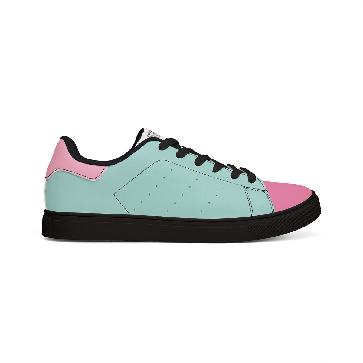 Tantrum 01 men’s low-top sneaker with black laces black sole and aqua side panel