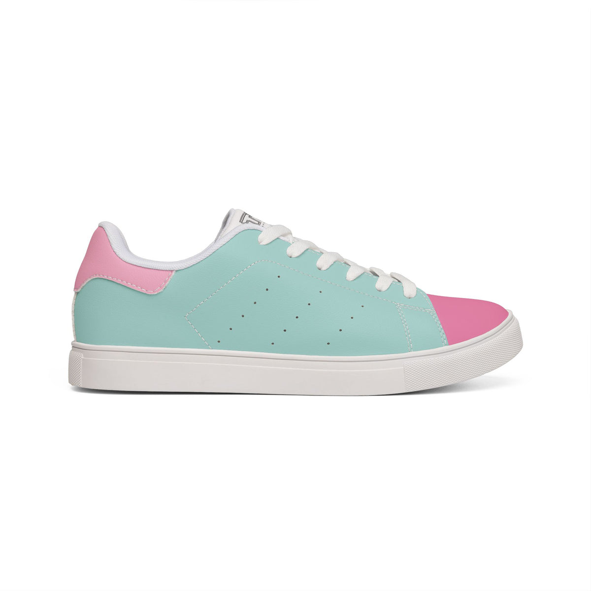 Tantrum 01 men’s low-top sneaker with white laces and aqua side panel