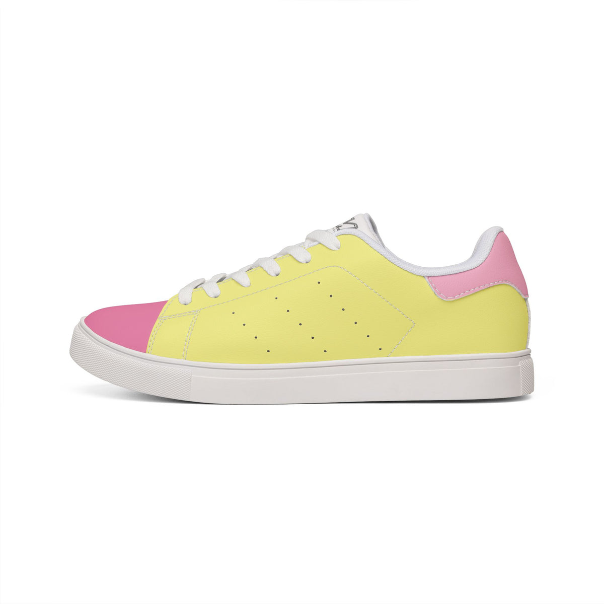 Tantrum 01 men’s low-top sneaker with white laces and yellow side panel