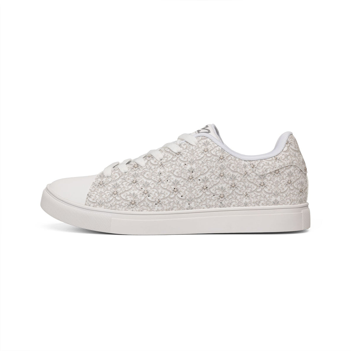 Right side view of Tantrum 04 women’s bridal lace wedding sneaker with floral print