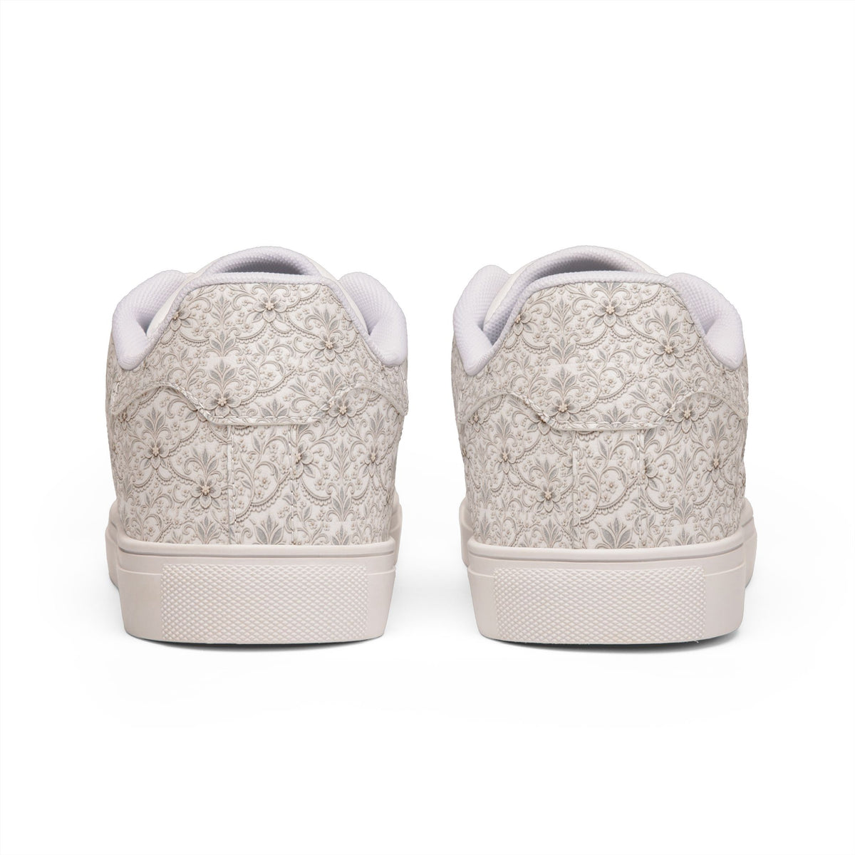 Back view of Tantrum 04 women’s bridal lace wedding sneakers with floral pattern