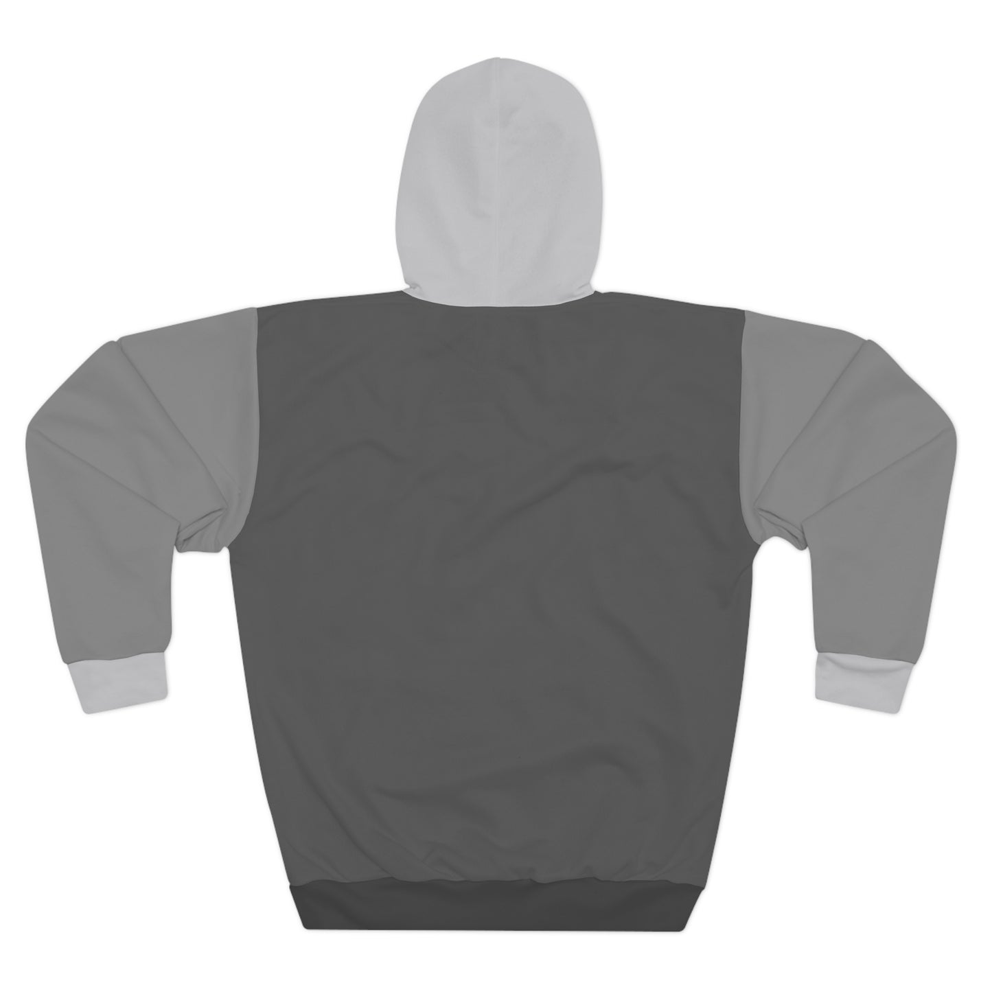 Storm charcoal and gray unisex hoodie back view with hood up