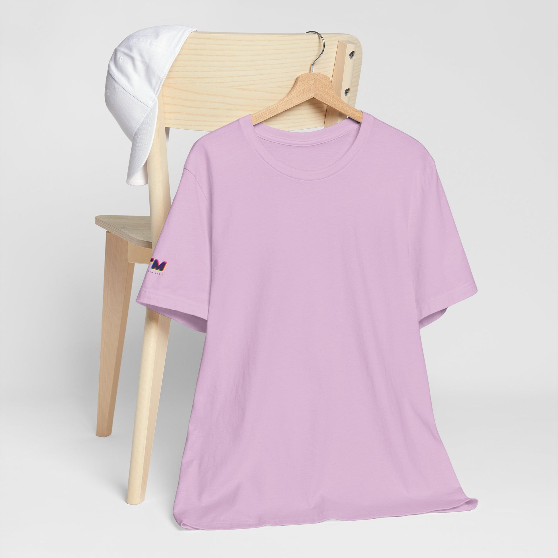 Tantrum Media Soft Tones Plain Tee in lavender hanging mockup