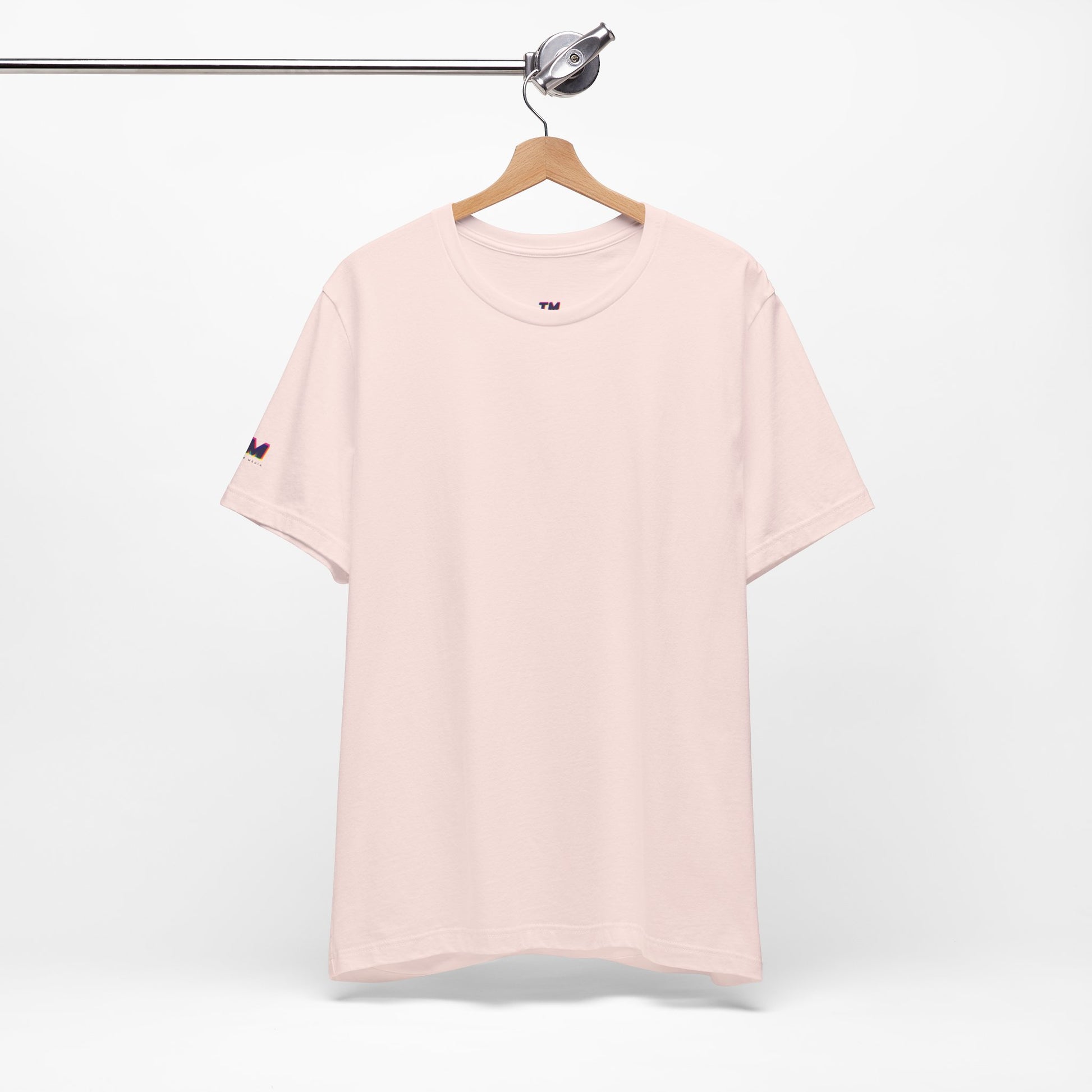 Tantrum Media Soft Tones Plain Tee in light pink hanging mockup