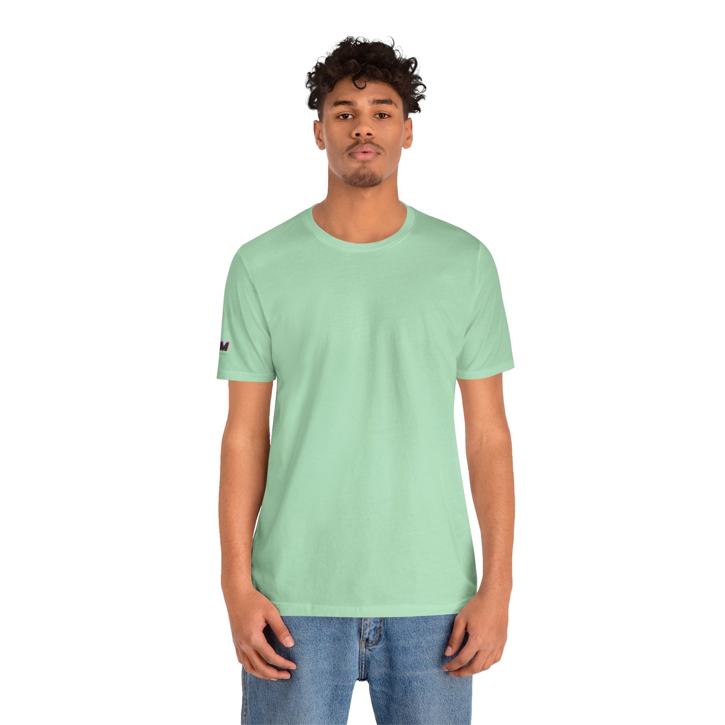 Male model wearing Tantrum Media Soft Tones Plain Tee in mint