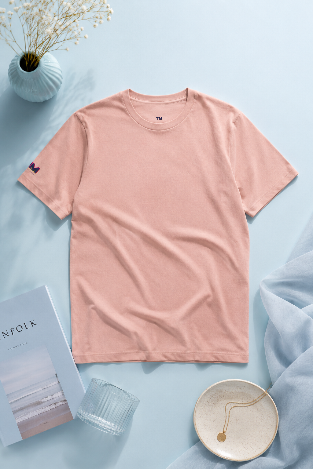 Tantrum Media Soft Tones Plain Tee rose front view
