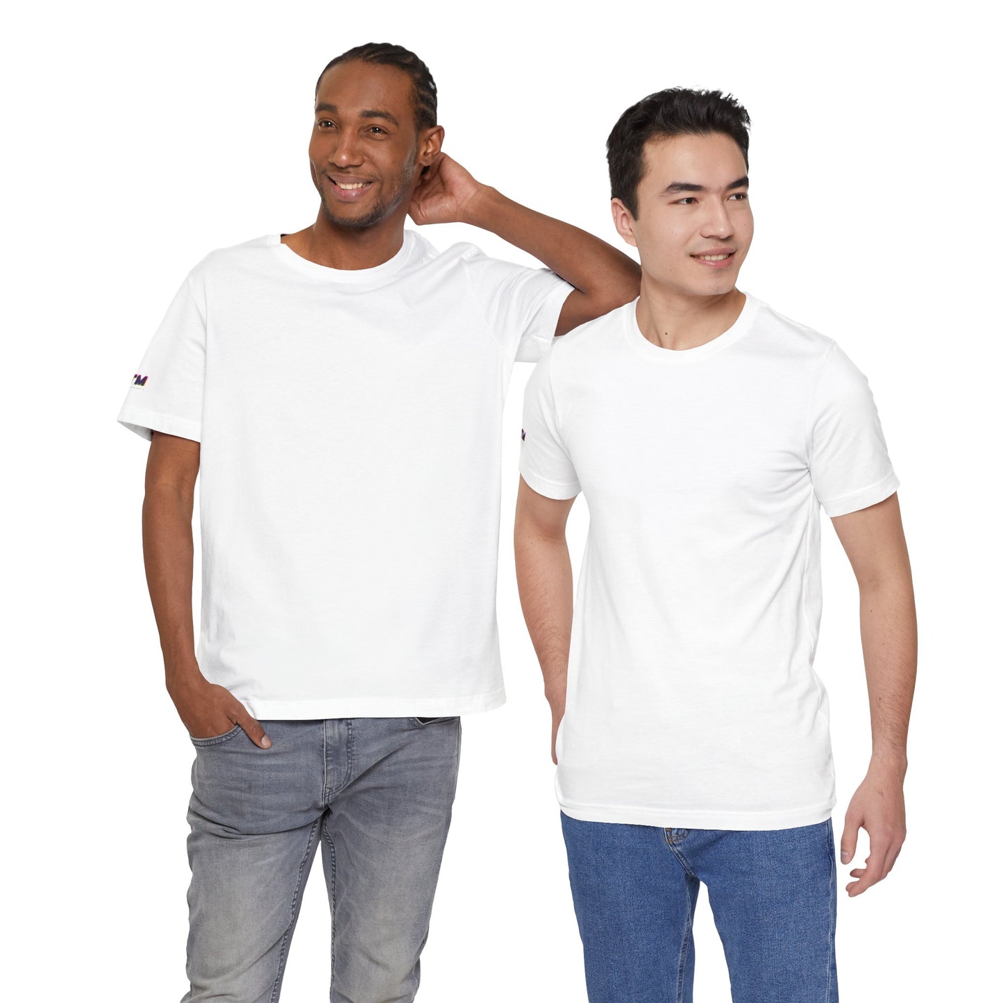 Male models wearing Tantrum Media Soft Tones Plain Tee in white