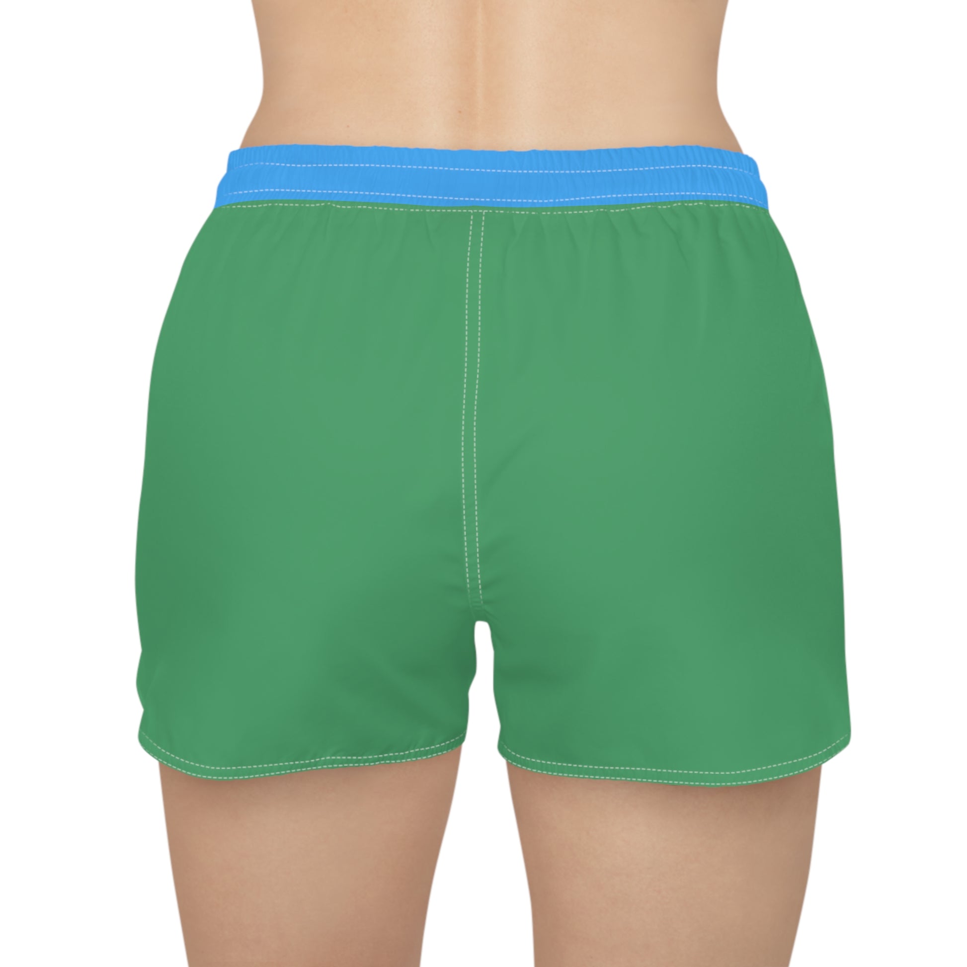 Back view of a female wearing Solid Color Women's Athletic Shorts.