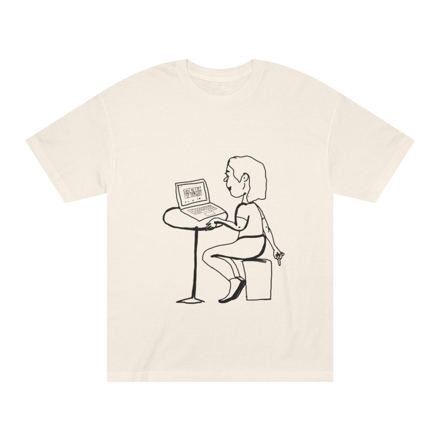 funny team meeting t shirt cream unisex graphic tee front view