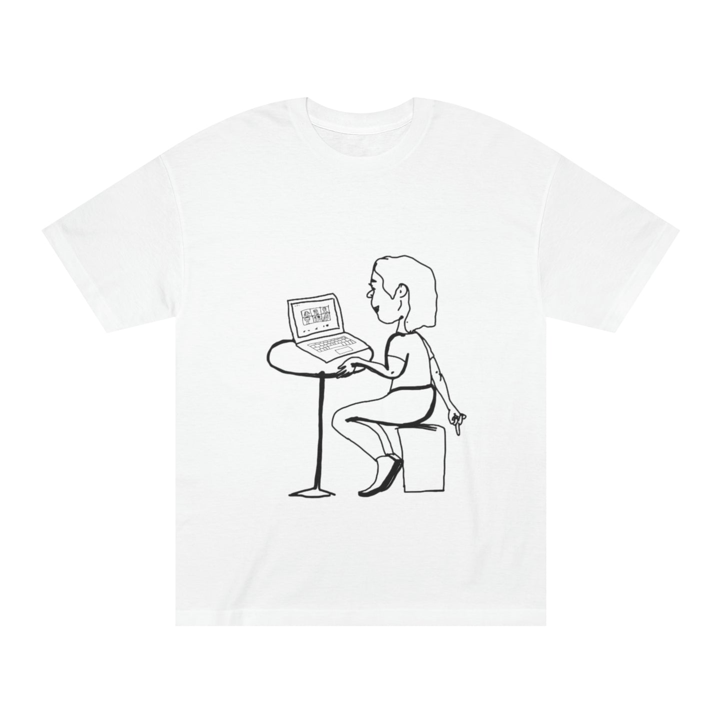 white team meeting t shirt unisex graphic tee front view