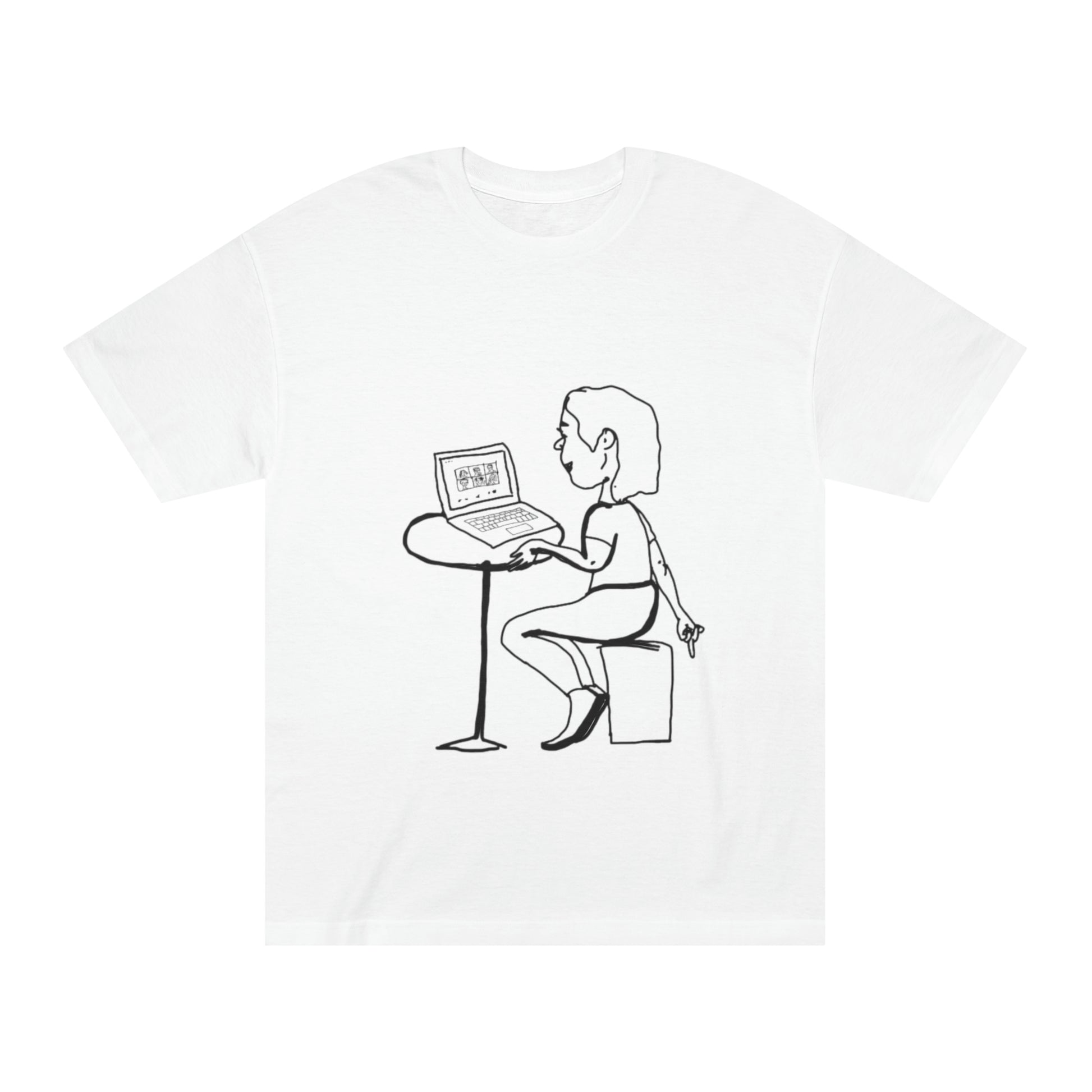 white team meeting t shirt unisex graphic tee front view