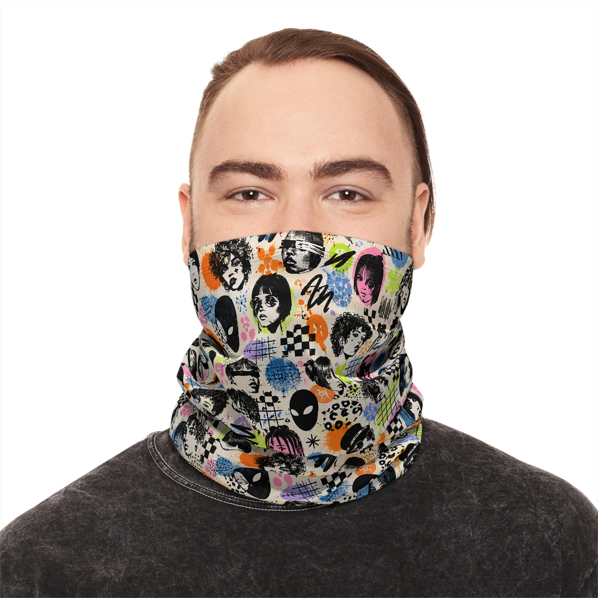 Man wearing Tech Face adversarial winter neck gaiter and face covering front view