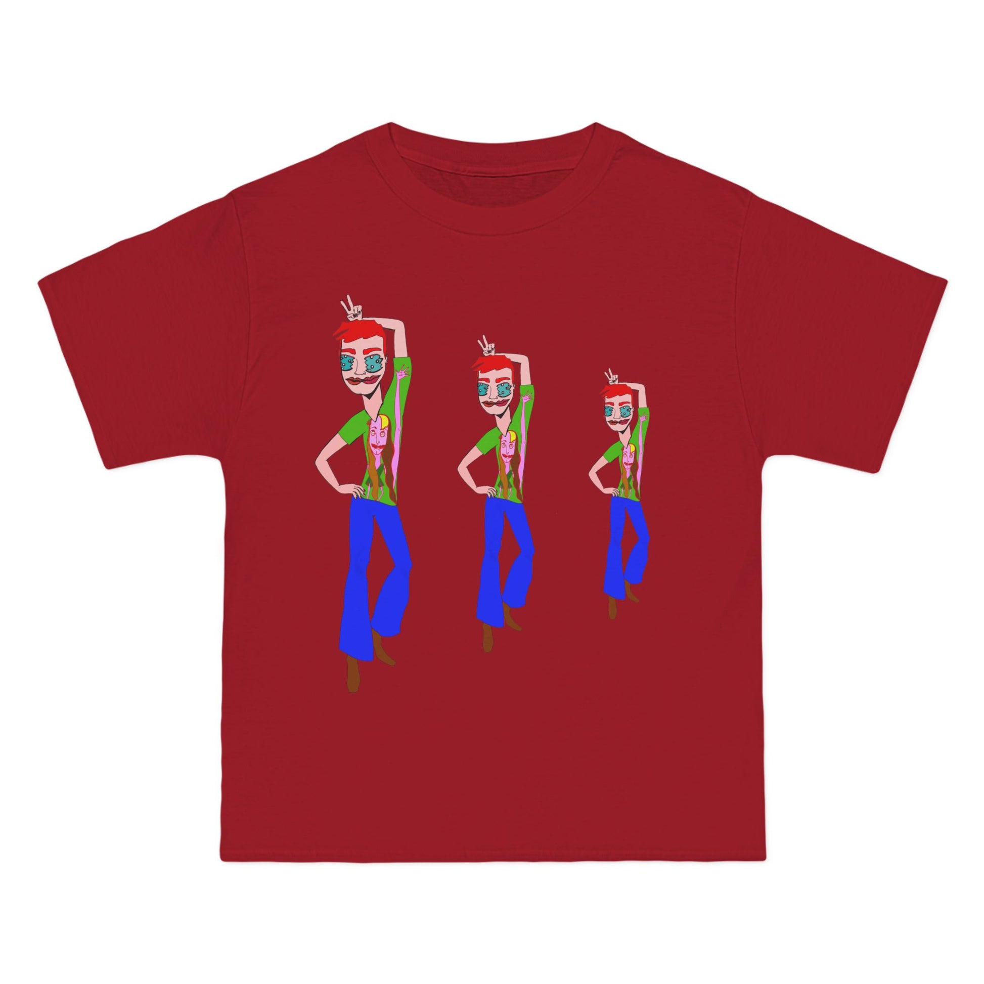 Cardinal red TeeMan Graphic T-Shirt with colorful illustrated artwork and casual everyday styling.
