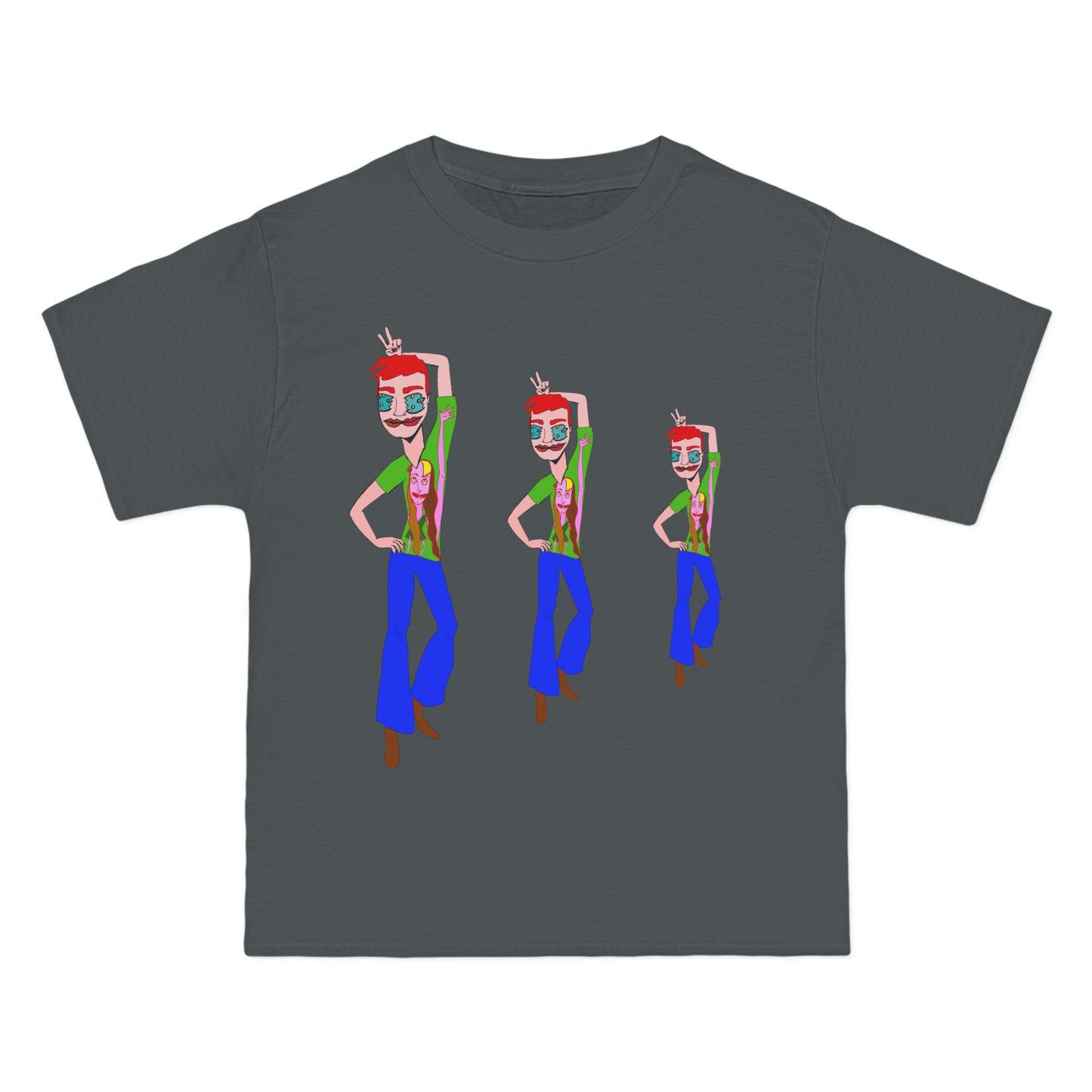 Charcoal grey TeeMan Graphic T-Shirt showcasing colorful graphic artwork and contemporary streetwear style.