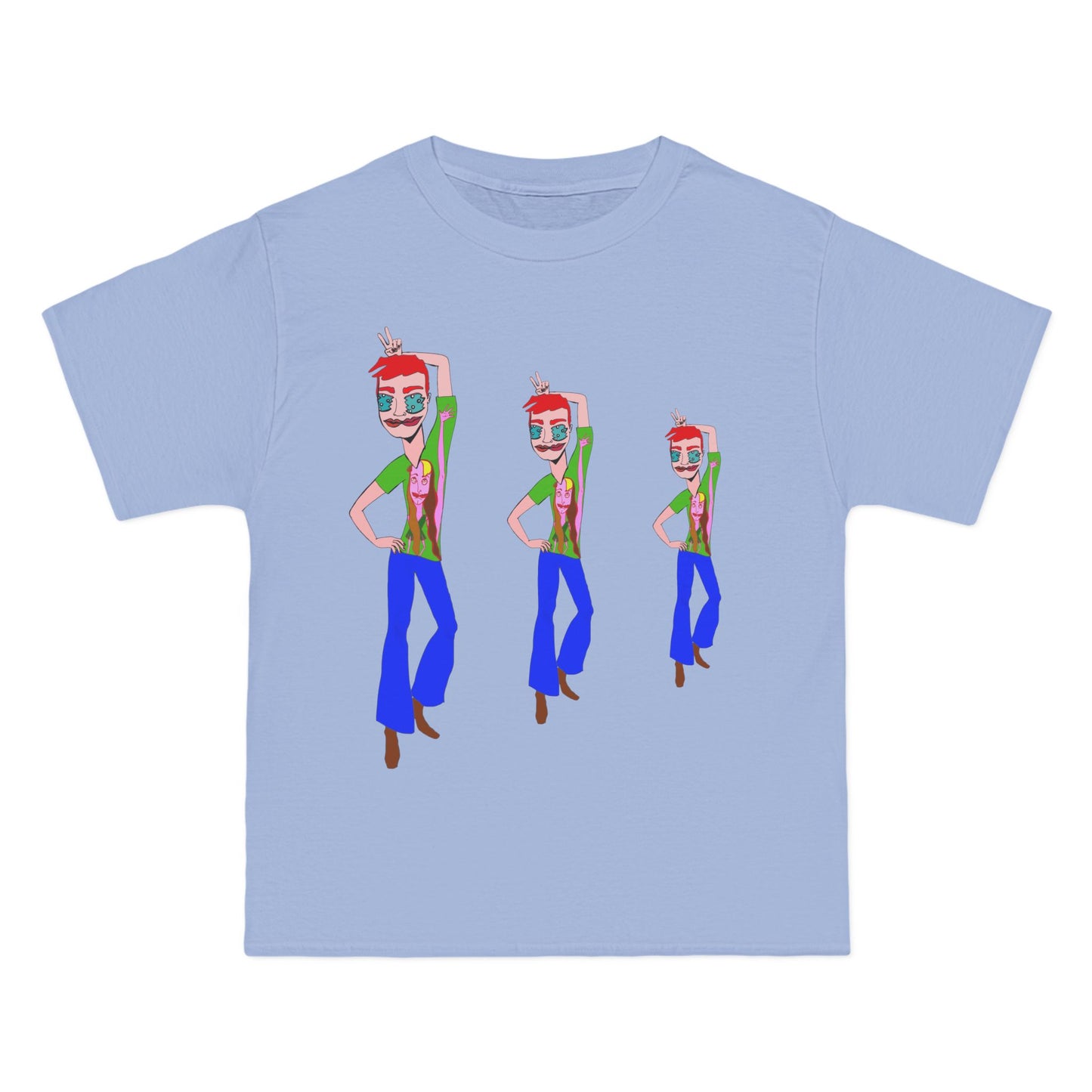Light blue TeeMan Graphic T-Shirt with colorful illustrated artwork and relaxed casual styling.
