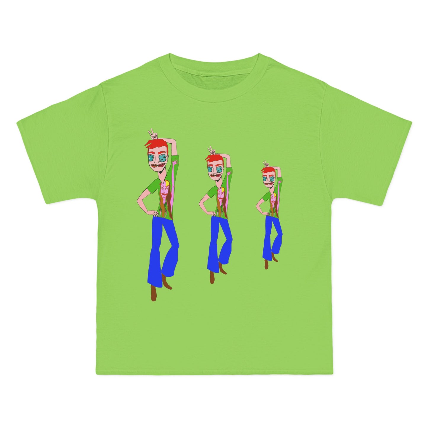 Lime green TeeMan Graphic T-Shirt featuring colorful original artwork and relaxed casual styling.