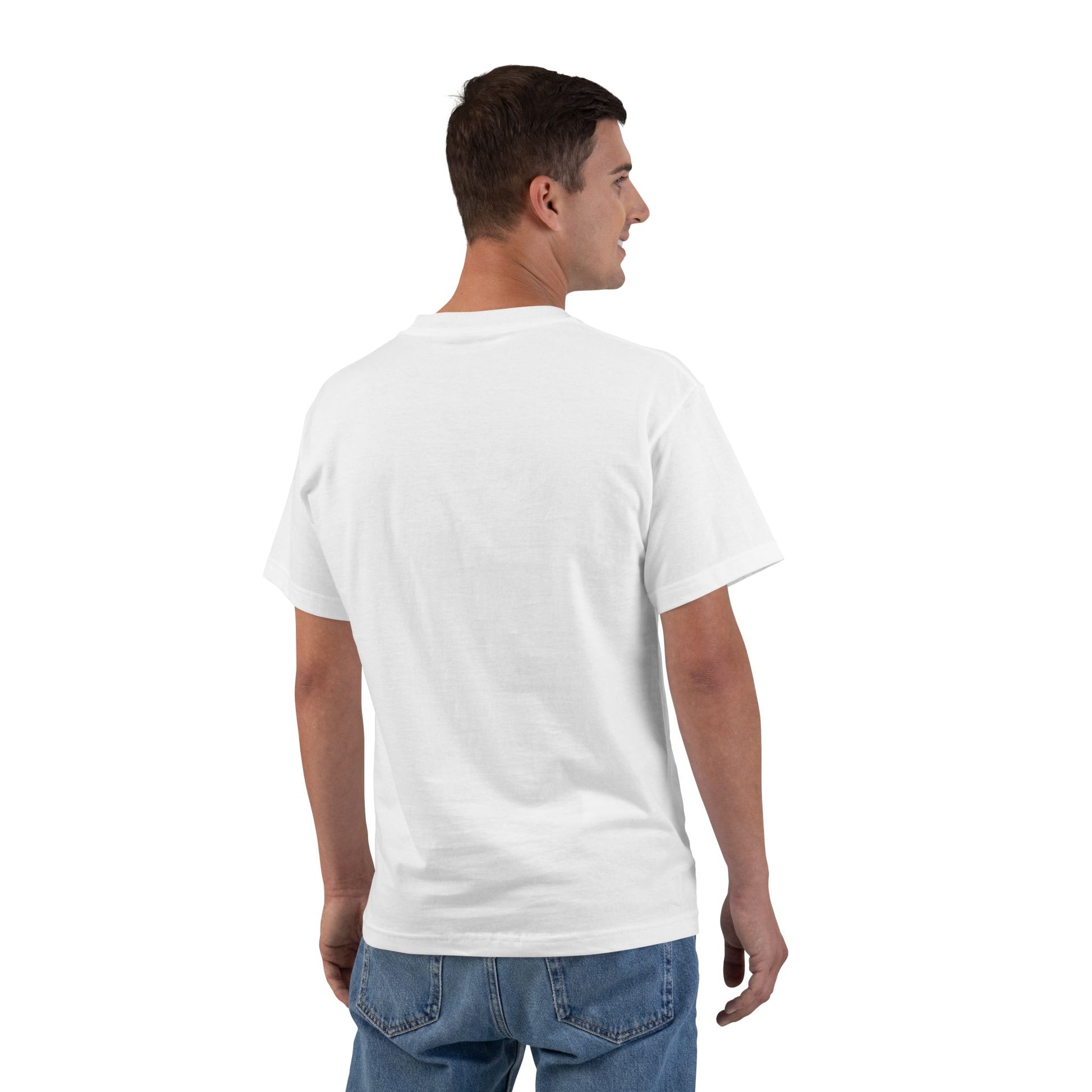 Back view of a male model wearing the TeeMan Graphic T-Shirt showing the clean rear design.