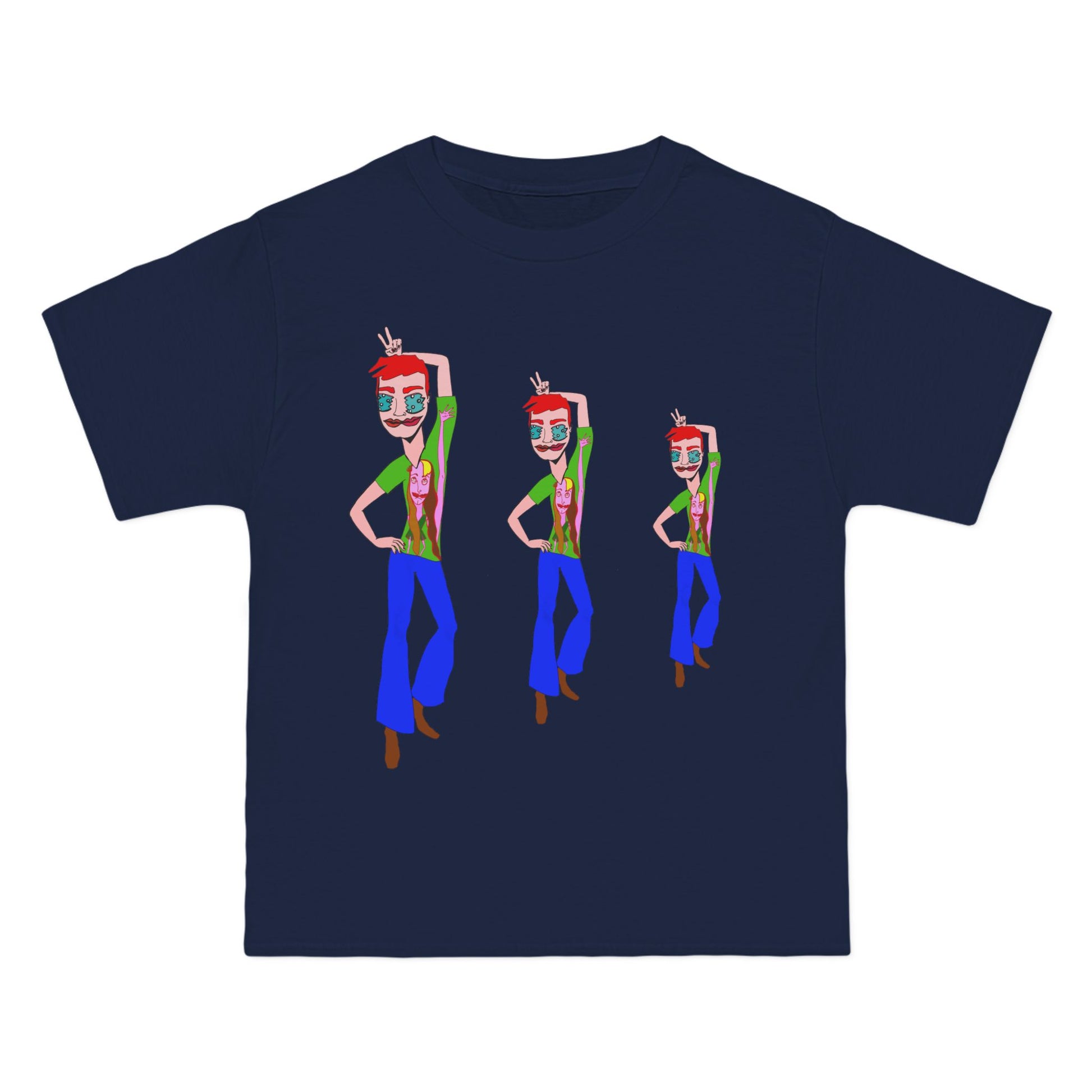 Midnight navy TeeMan Graphic T-Shirt featuring colorful artwork and a relaxed unisex fit.
