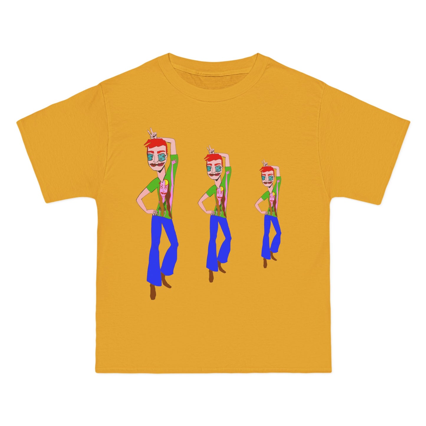 Mustard gold TeeMan Graphic T-Shirt featuring colorful illustrated artwork from the Sketchbook Collection.