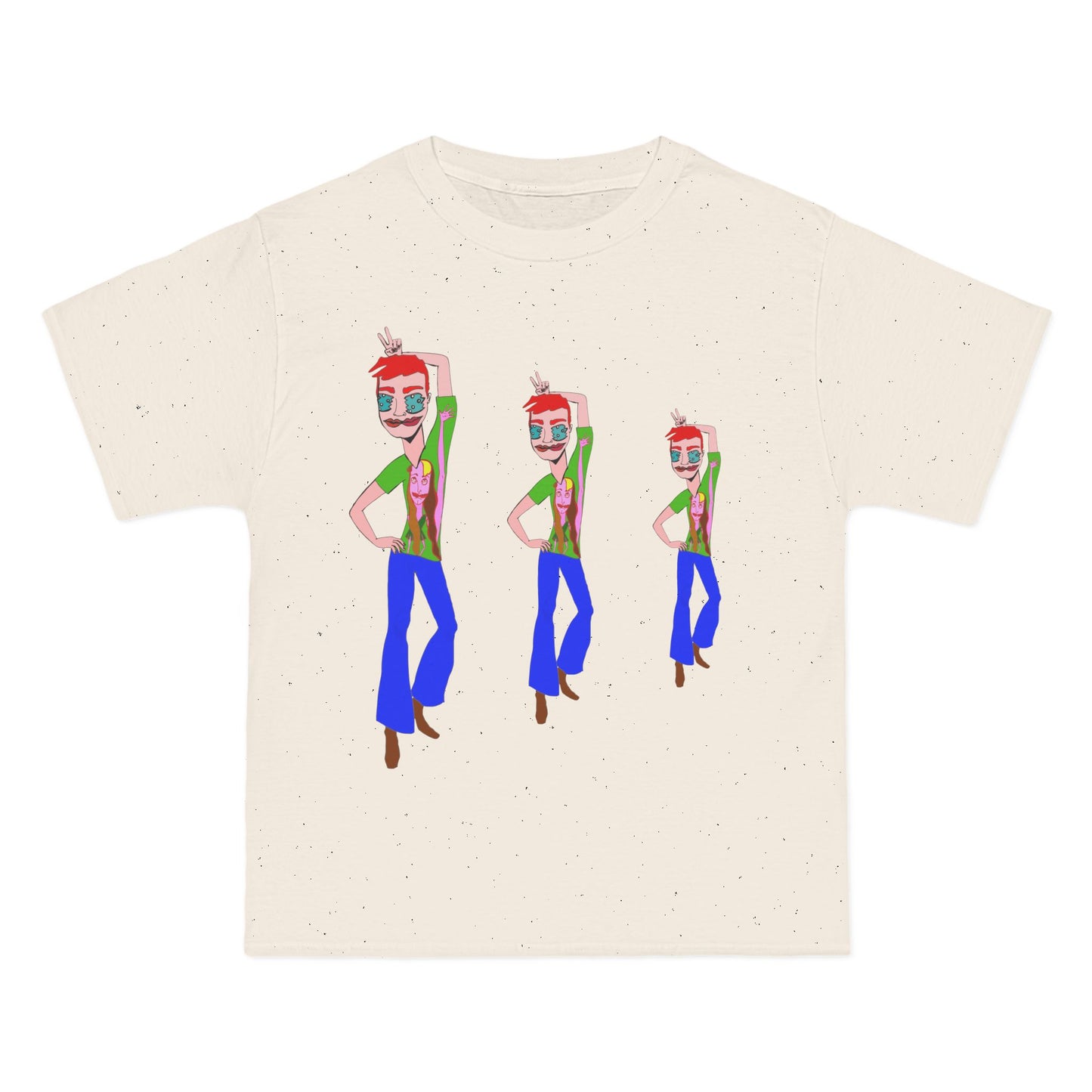Front view of the TeeMan Graphic T-Shirt featuring colorful original artwork on a natural cotton tee.
