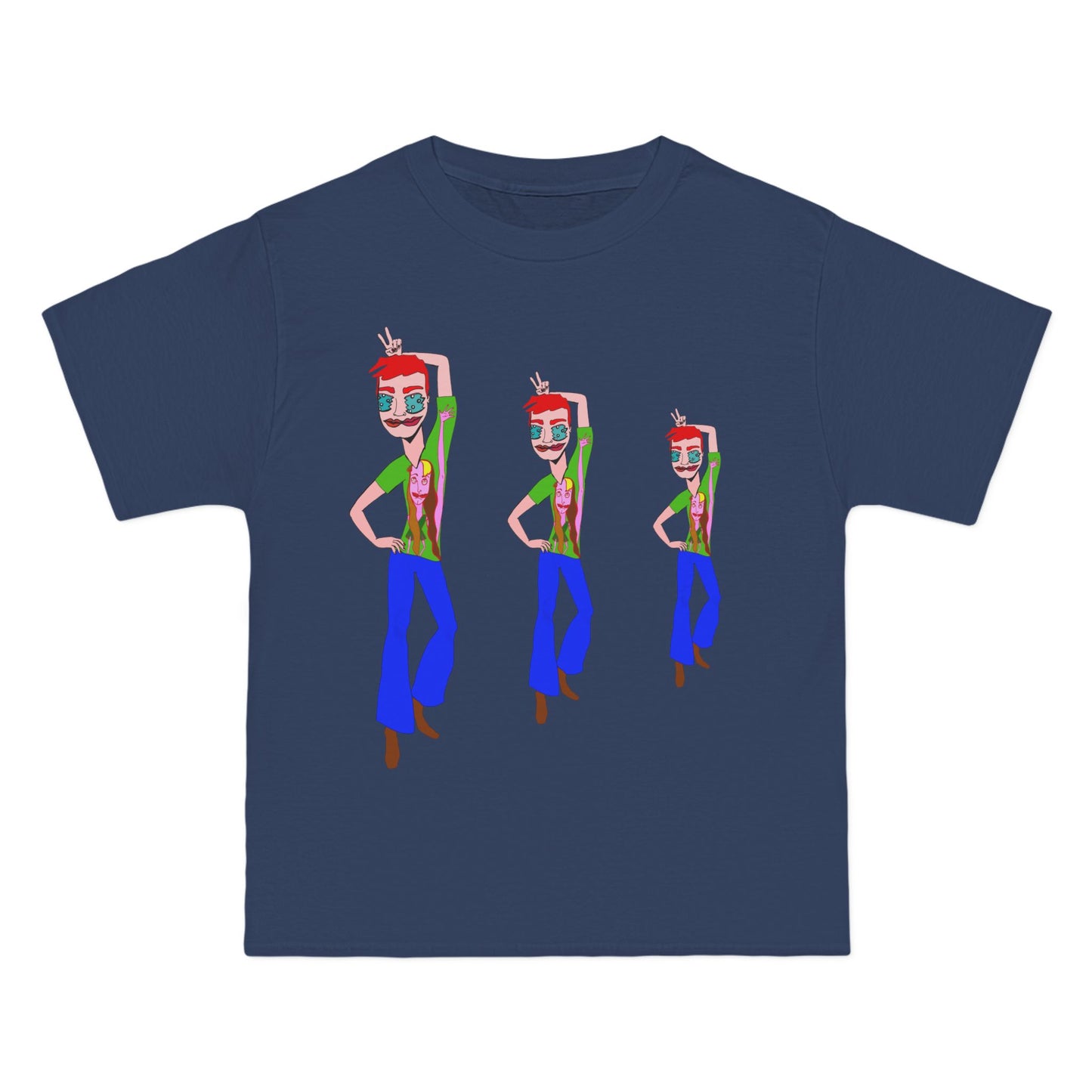 Navy blue TeeMan Graphic T-Shirt featuring colorful original artwork and premium cotton comfort.