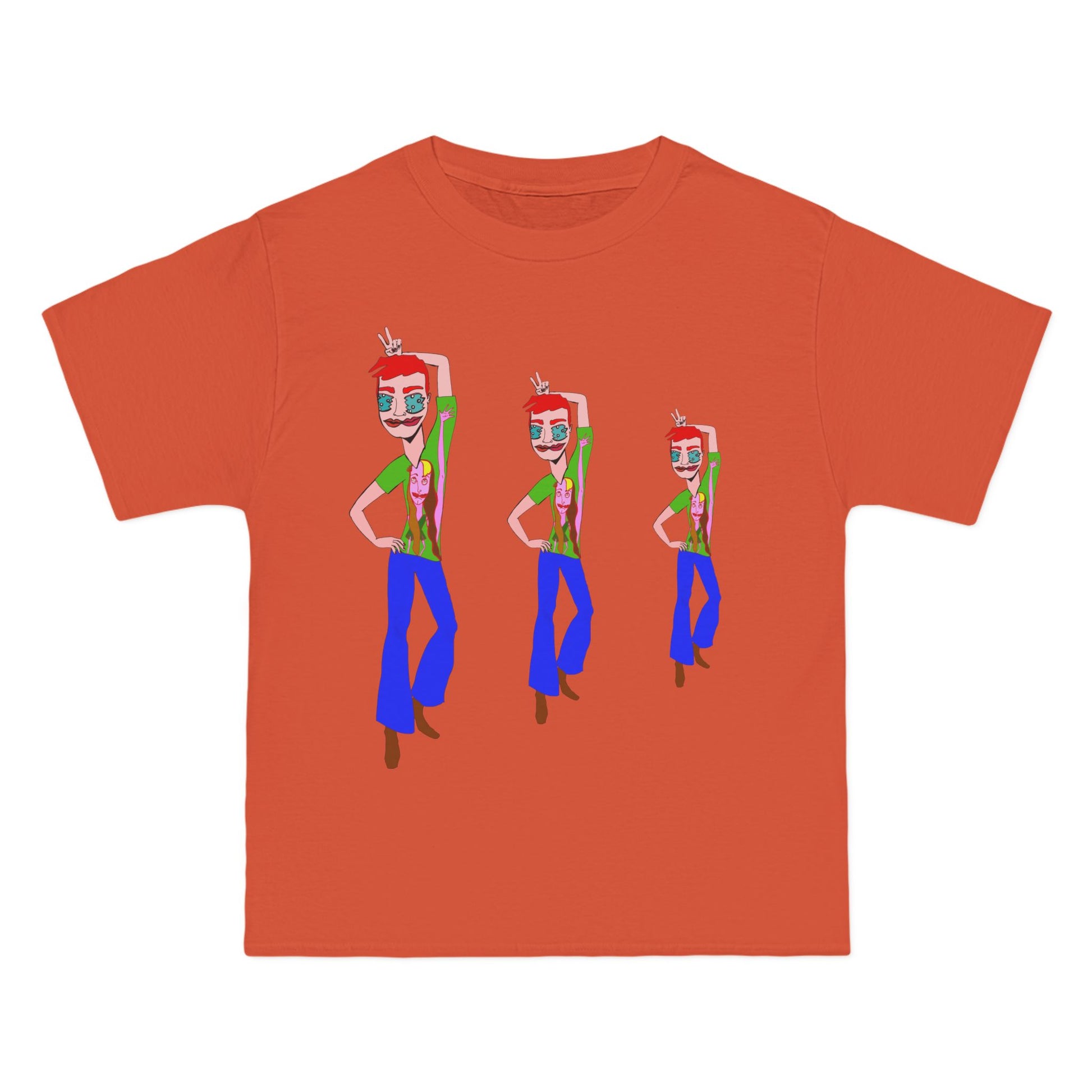 Orange TeeMan Graphic T-Shirt featuring colorful illustrated artwork and a relaxed unisex fit.