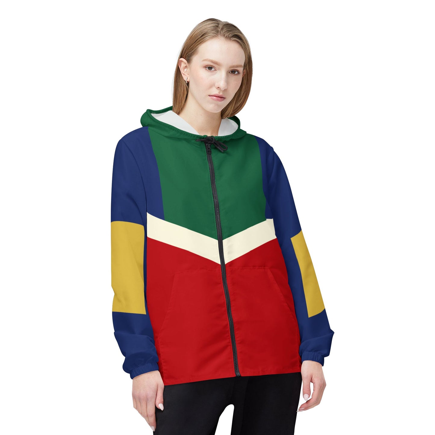 Woman wearing the Village Windbreaker Jacket front view