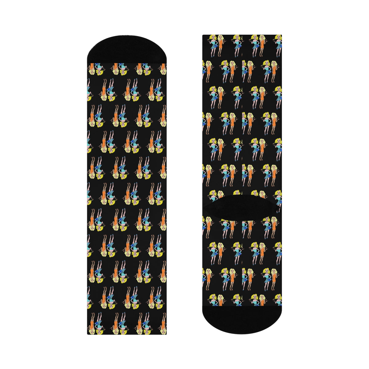 Flat lay of waitress cushioned socks, top and bottom views.