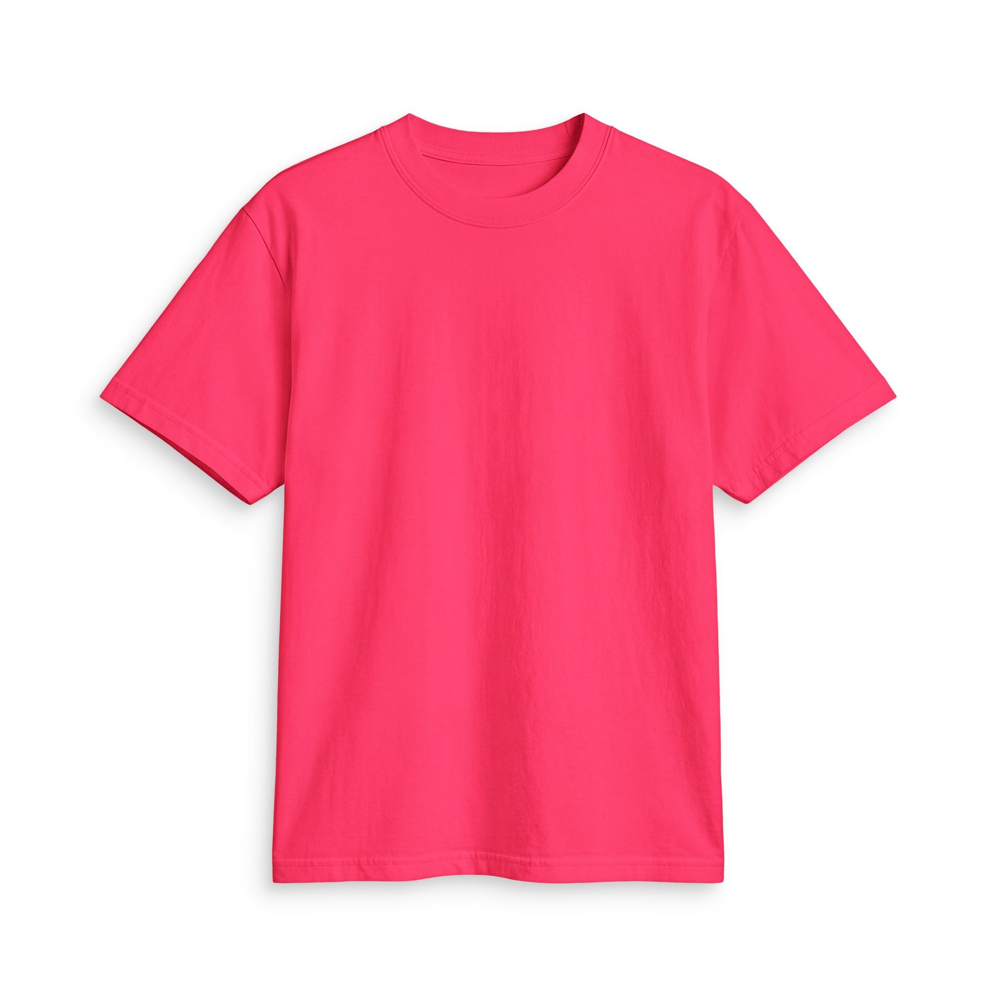 Front view of hot pink heavyweight boxy fit cotton t-shirt