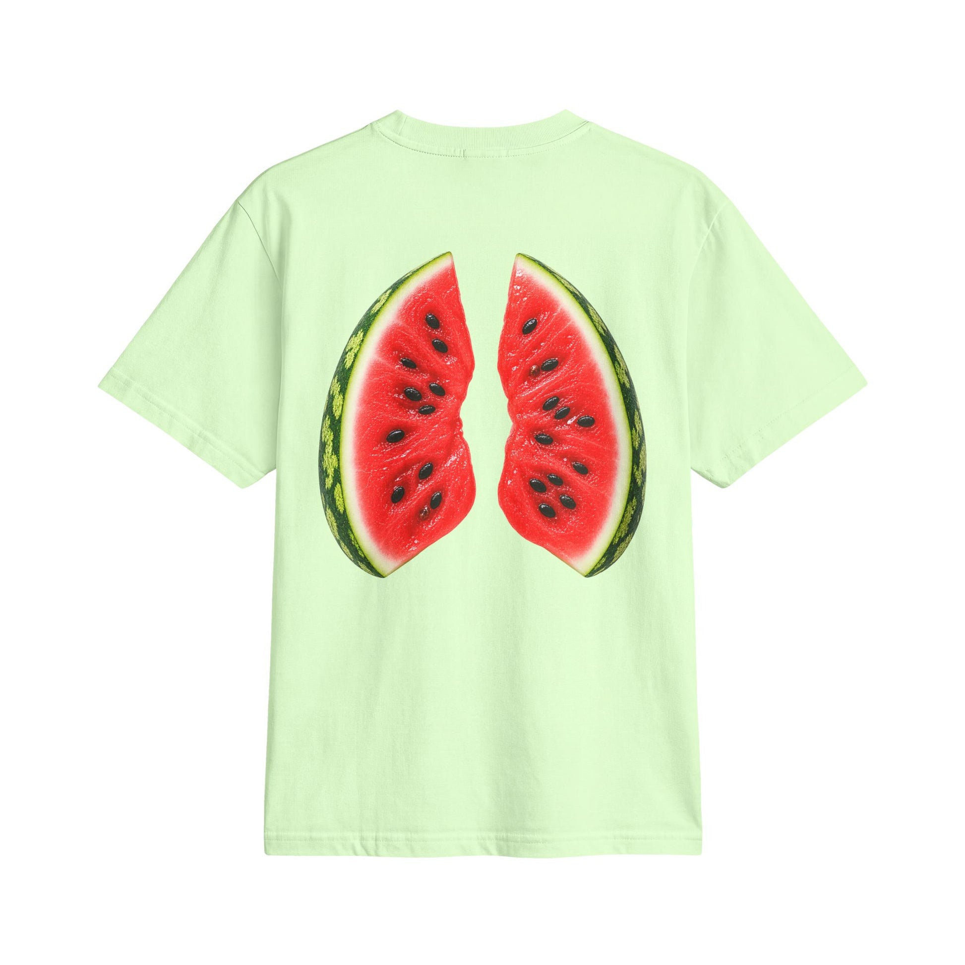 Lime heavyweight graphic t-shirt with vibrant watermelon wedge back print