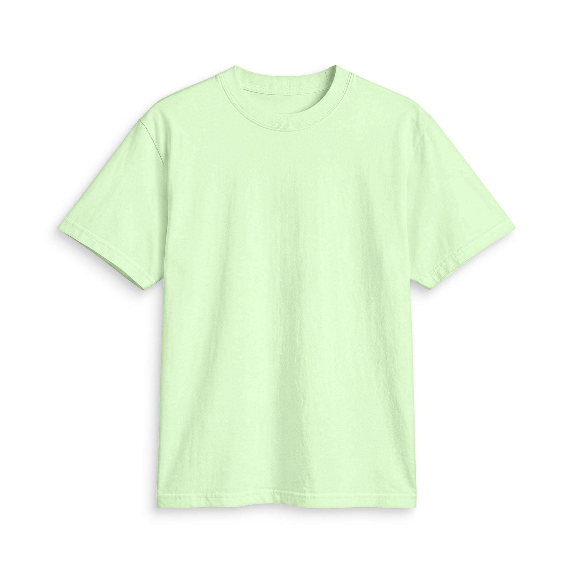 Front view of lime heavyweight boxy fit cotton t-shirt