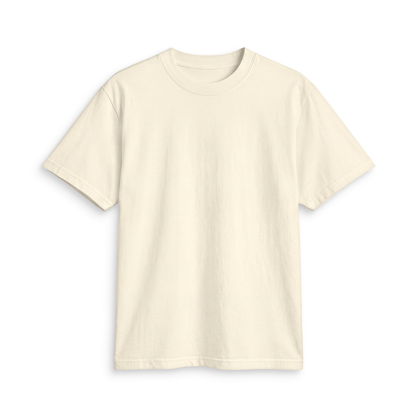 Front view of natural cream heavyweight boxy fit cotton t-shirt