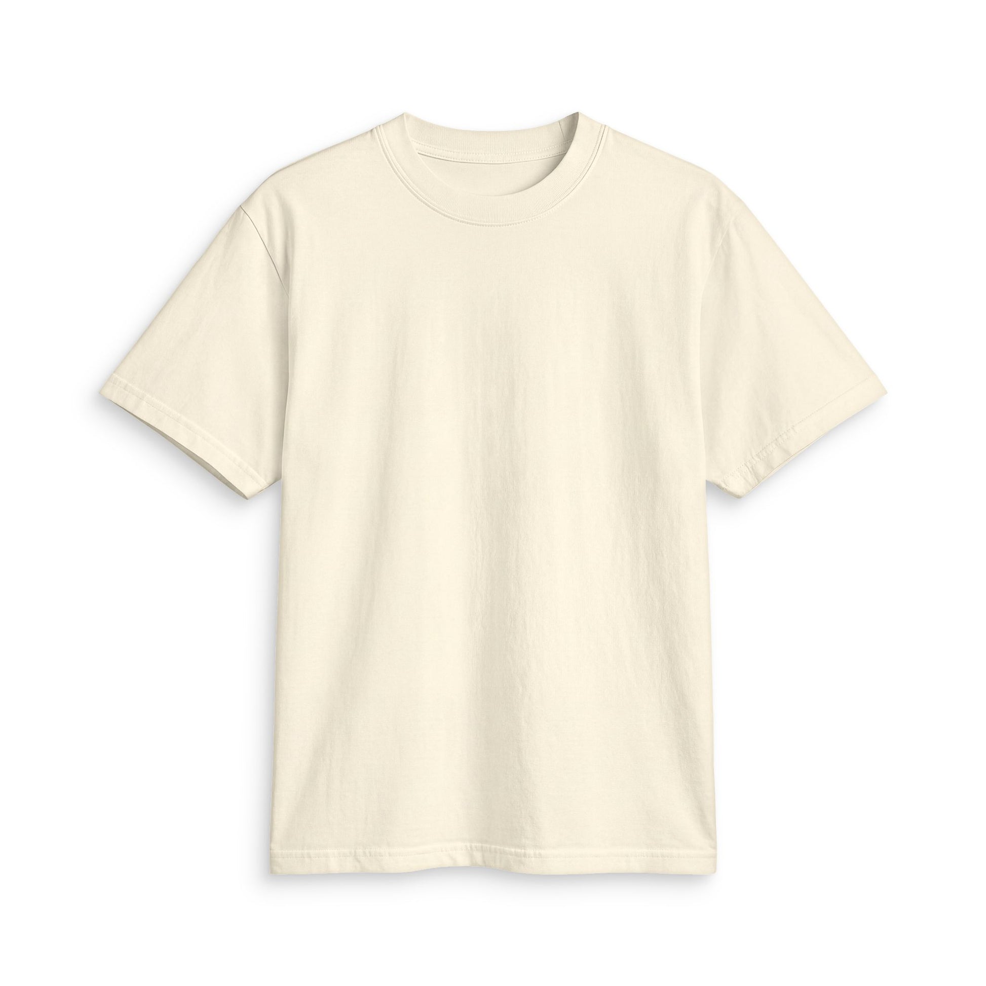 Front view of natural cream heavyweight boxy fit cotton t-shirt