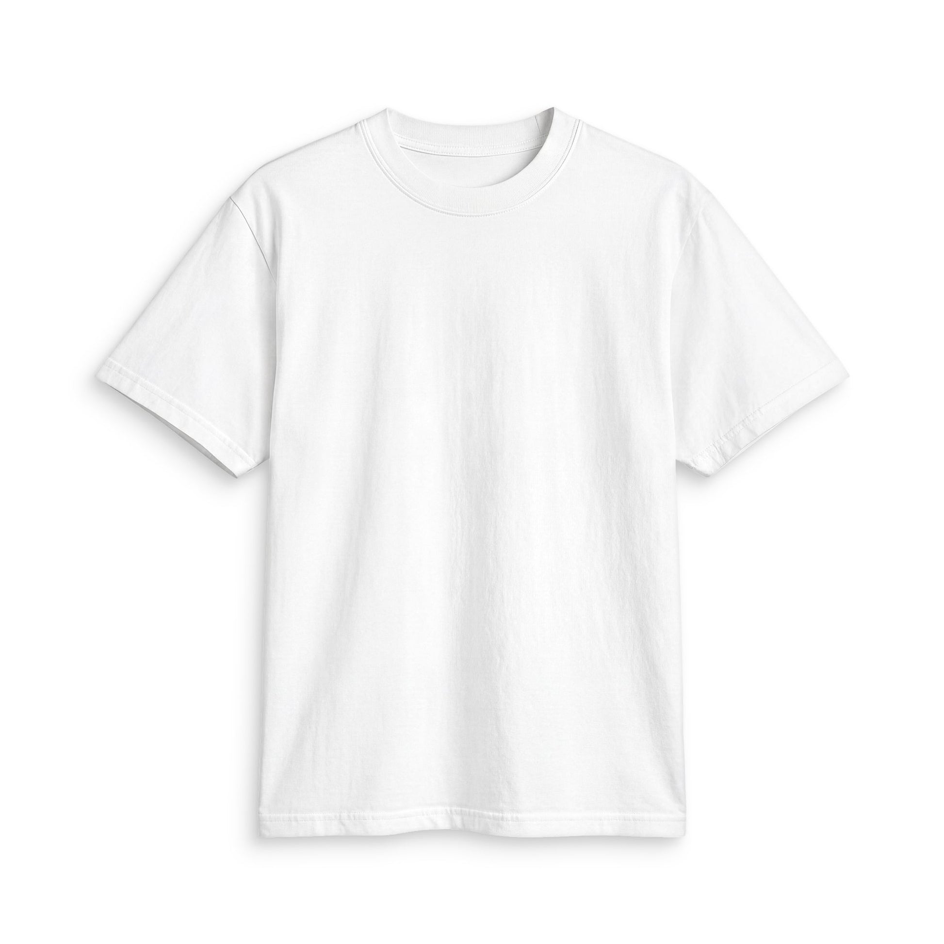 Front view of white heavyweight boxy fit cotton t-shirt