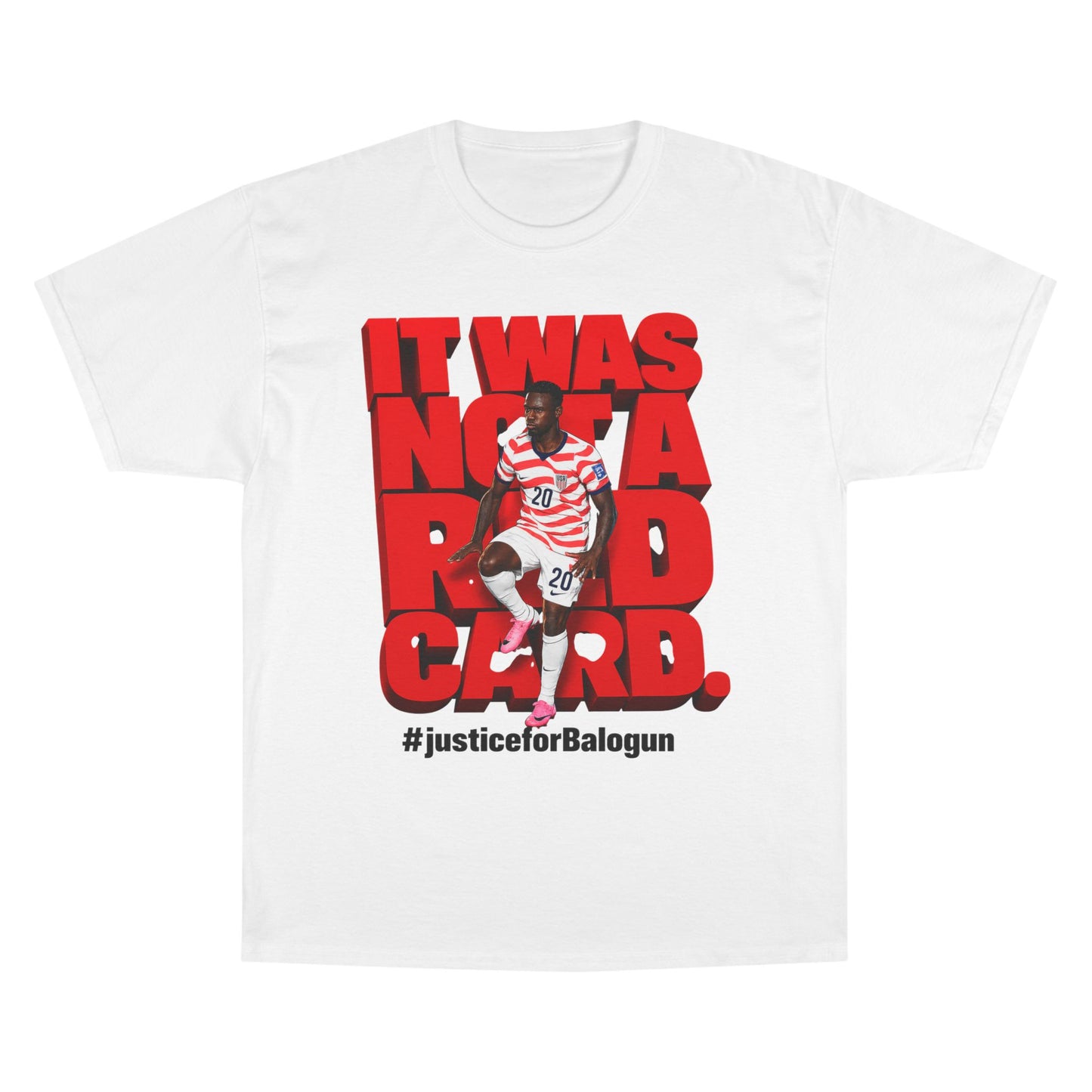 white It Was Not a Red Card soccer graphic t-shirt flat lay mockup