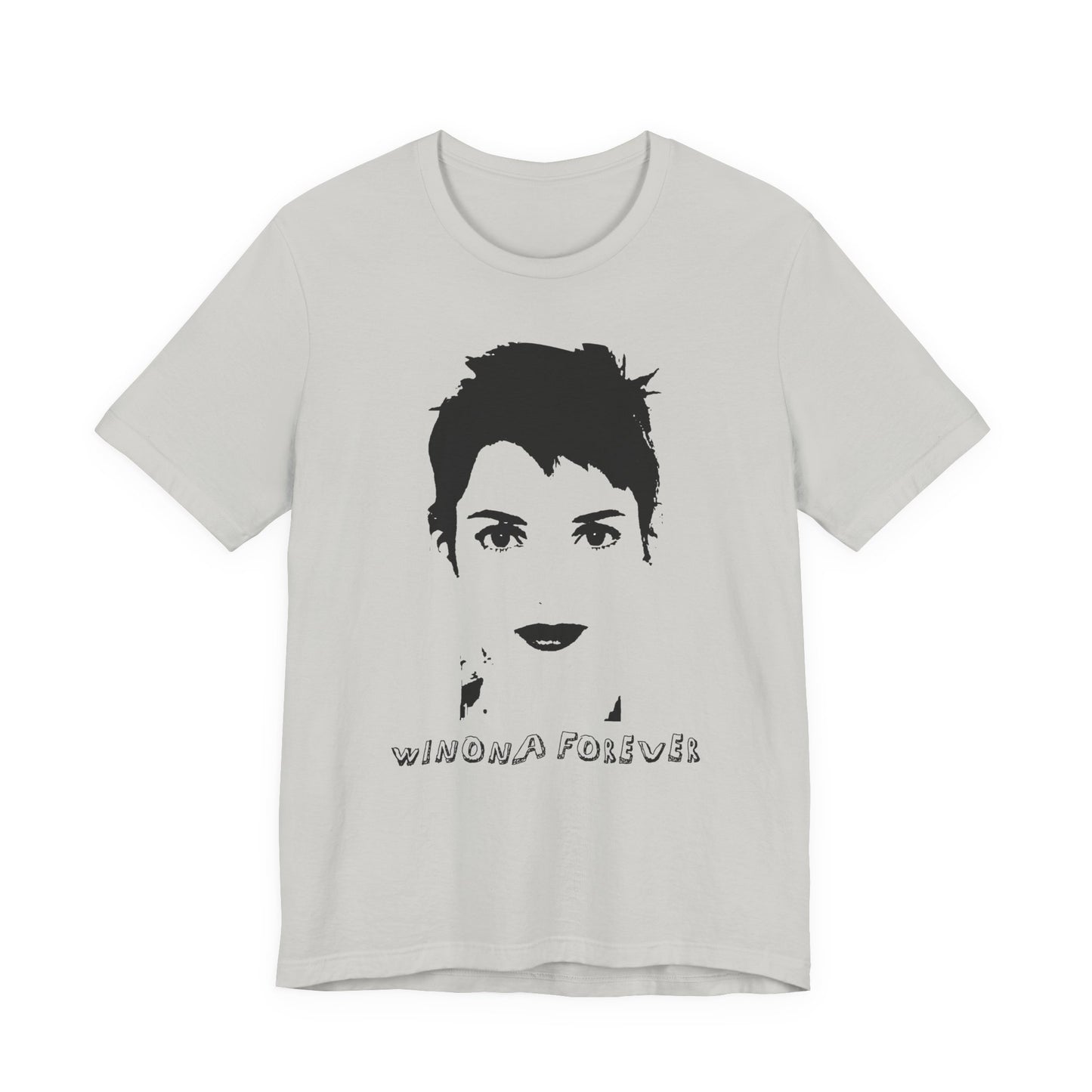 Winona Forever T-Shirt white graphic tee with minimalist portrait design celebrating 90s pop culture