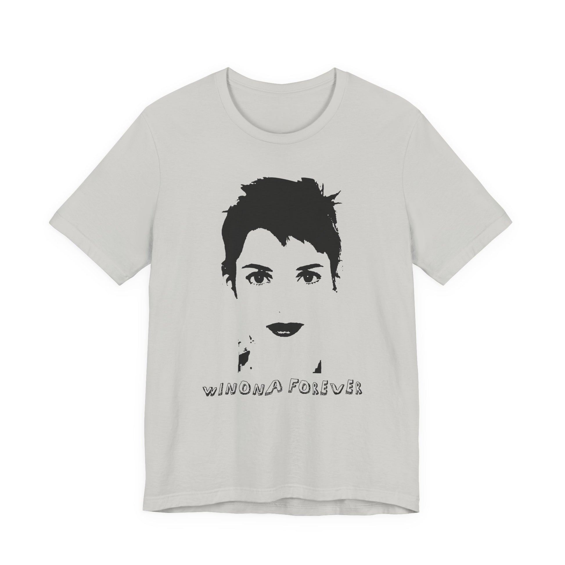 Winona Forever T-Shirt white graphic tee with minimalist portrait design celebrating 90s pop culture