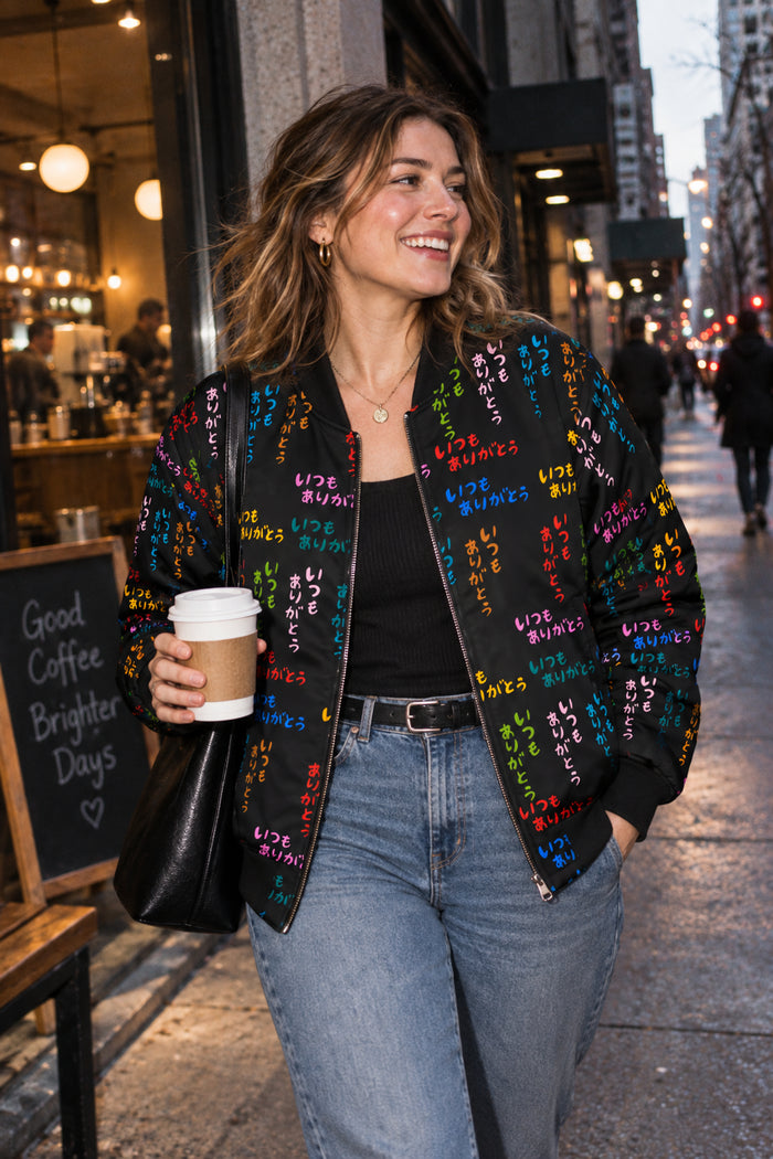 Japanese Street Art Bomber Jacket – Women's Lightweight Graphic Jacket