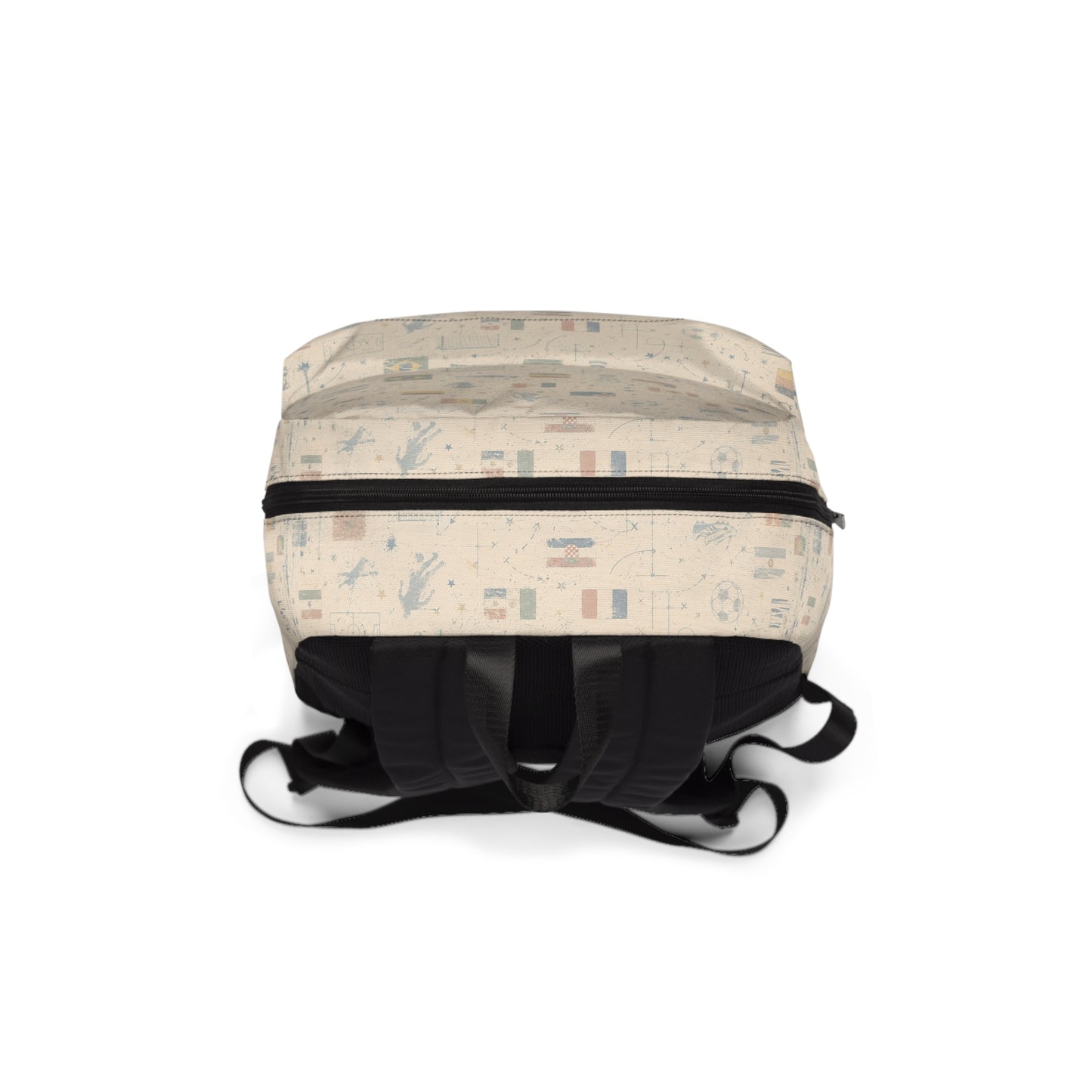 Back view of the World Cup Soccer Backpack featuring adjustable shoulder straps and durable waterproof nylon construction.