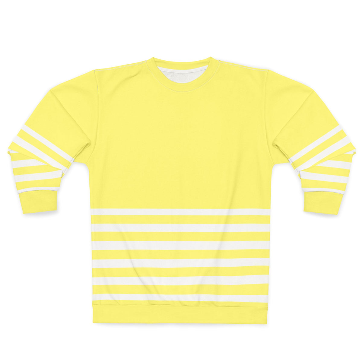 Yellow Striped Sweatshirt front view unisex striped pullover